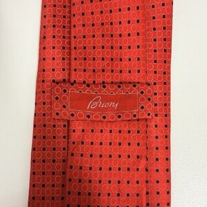 Brioni NEW Mens Tie Geometric Squares & Circles dis. n Z1318 Red Silk 3.5" x 61"